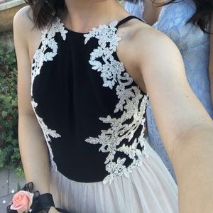 cream & black prom dress